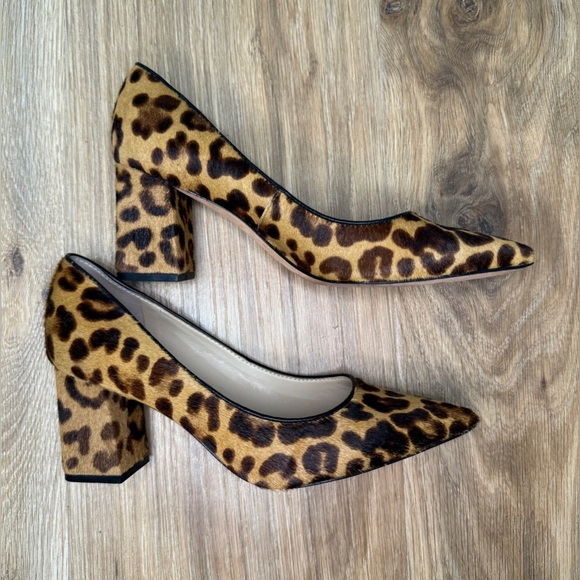 Leopard Print Block Heel Pumps - Picture 1 of 6
